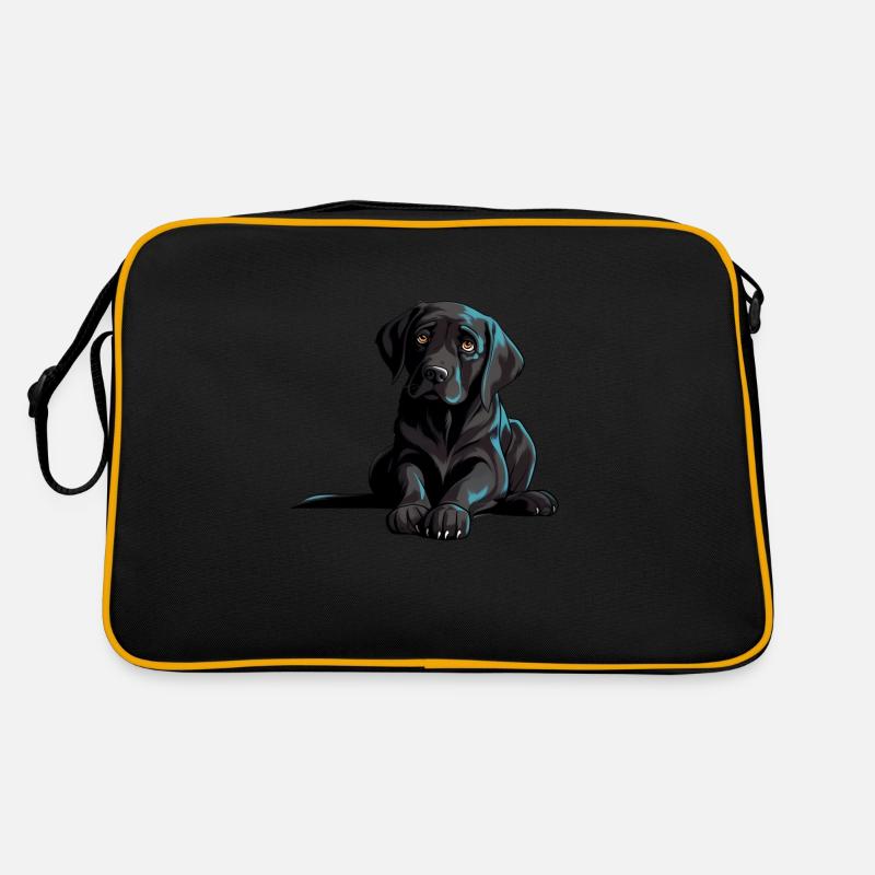 Labrador Welpe - Retro Tasche - Schwarz/Gold