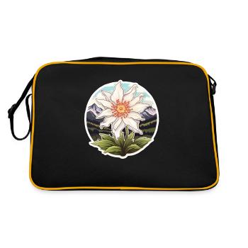 Edelweiss Flower Plant Mountains - Retro Bag - black/gold - Back