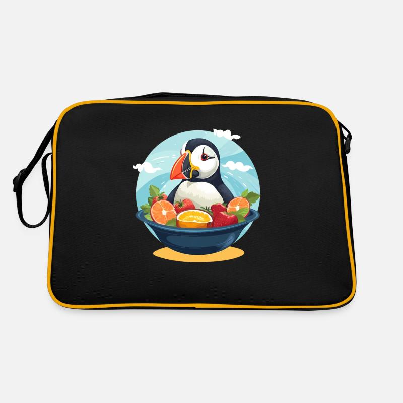 Papageientaucher - Retro Tasche - Schwarz/Gold