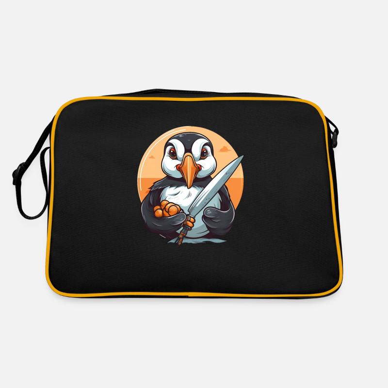 Papageientaucher - Retro Tasche - Schwarz/Gold
