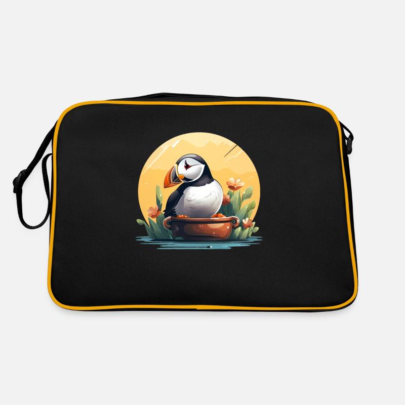 Papageientaucher - Retro Tasche - Schwarz/Gold