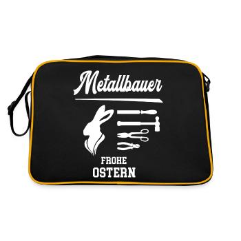 Metallbauer Frohe Ostern Ostergeschenk Metallbau - Retro Tasche - Schwarz/Gold - Hinten
