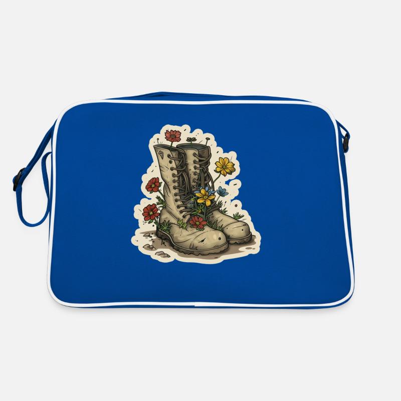 Stiefel mit Blumen Reise Wanderung Retro Tasche