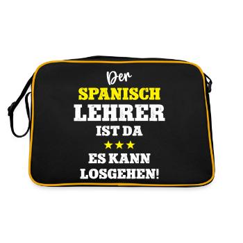 Spanish Teacher Spanisch Lehrer Spruch - Retro Tasche - Schwarz/Gold - Hinten
