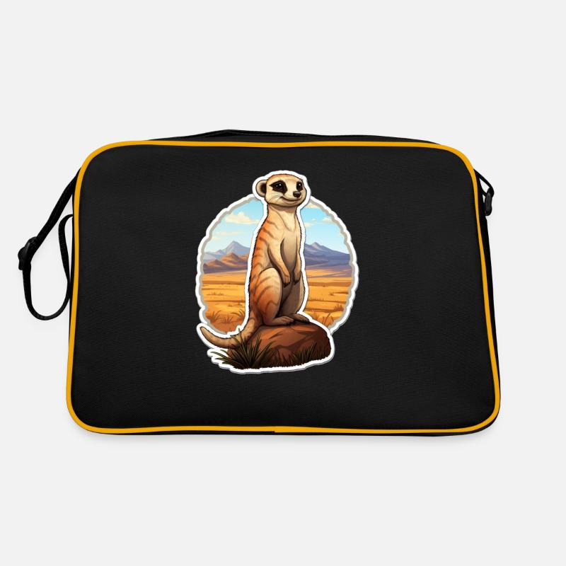 Erdmännchen - Retro Tasche - Schwarz/Gold