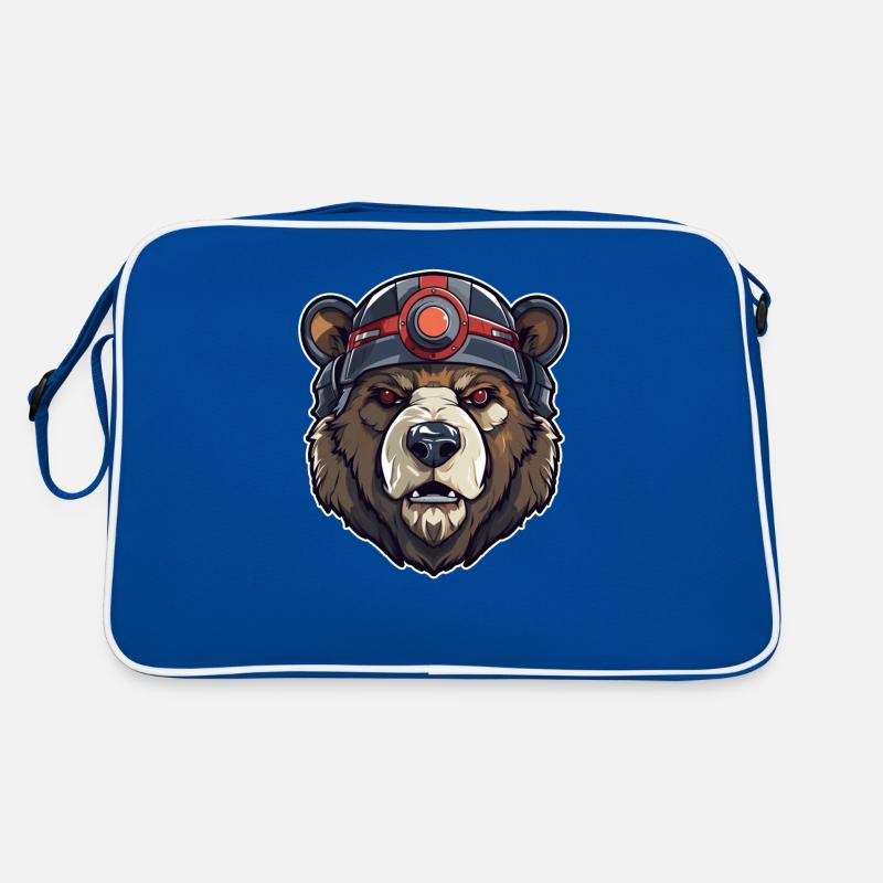 Bear with helmet bear portrait Retro Bag