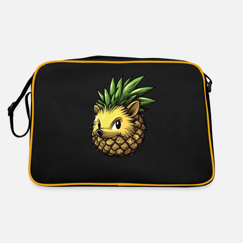 Ananas Igel - Retro Tasche - Schwarz/Gold