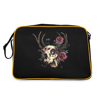 Wendigo Blumen Schädel Wild - Retro Tasche - Schwarz/Gold - Hinten