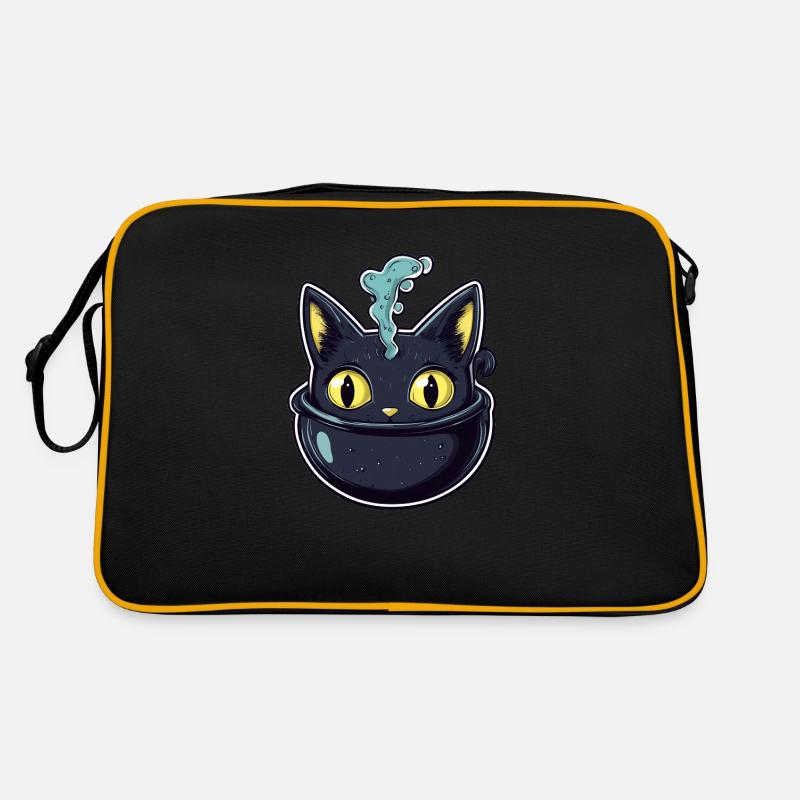 Chat Chaudron Chat Sorcière Halloween Sac Retro