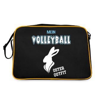 Volleyball Oster Outfit Ostergeschenk Volleyballer - Retro Tasche - Schwarz/Gold - Hinten