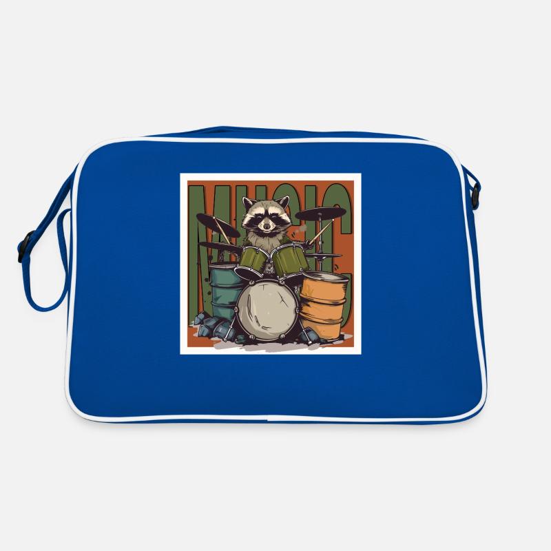 Musik Waschbär Schlagzeug Retro Tasche