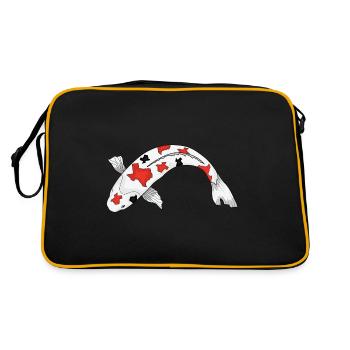 Sanke Koi-Fischdesign für Koi-Teich-Besitzer - Retro Tasche - Schwarz/Gold - Hinten