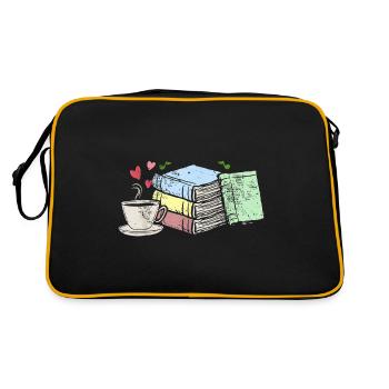 Drawing coffee and books bookworms gifts - Retro Bag - black/gold - Back
