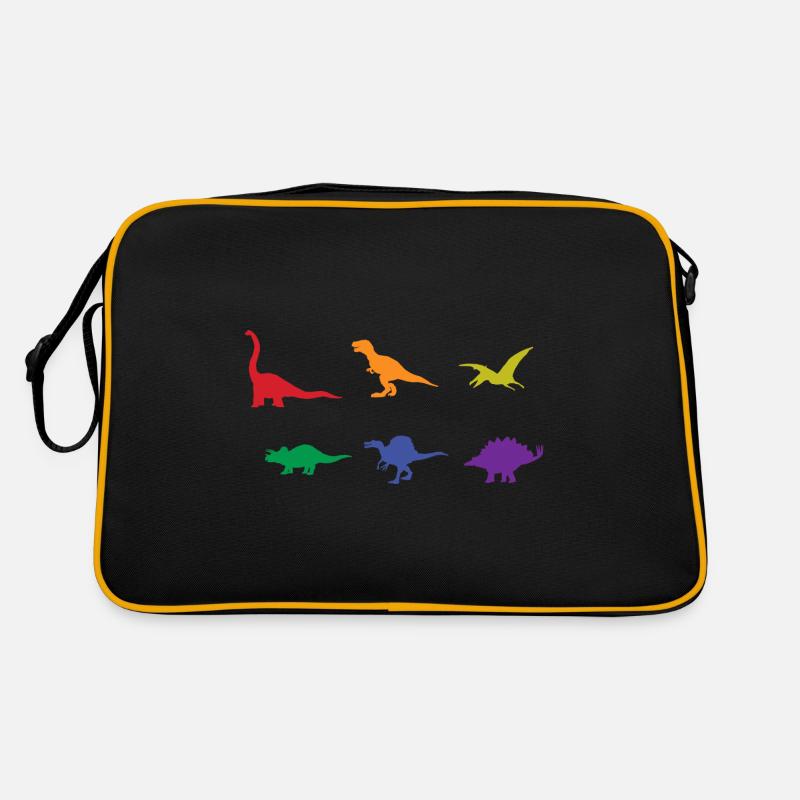 Bunte Dinosaurier T-rex Stegosarus Dinos Retro Tasche
