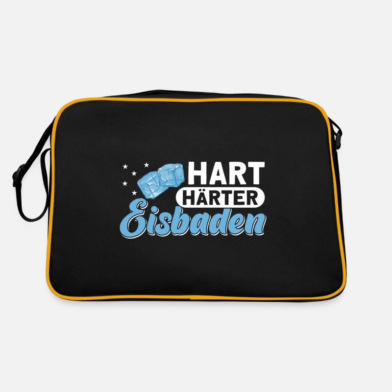 Eisbader Eisschwimmen Eisbaden - Retro Tasche - Schwarz/Gold