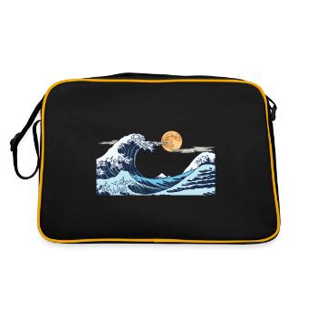 Kanagawa Waves Aesthetic Japanese Art Great Wave - Retro Bag - black/gold - Back