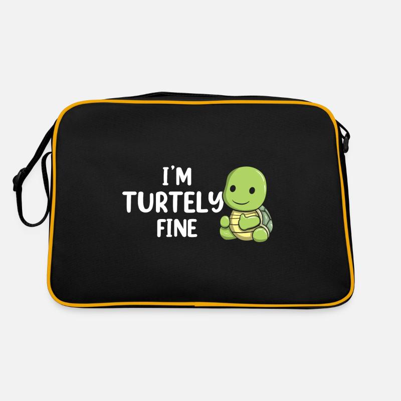 Turtely Fine Funny Turtle Diver - Retro Tasche - Schwarz/Gold