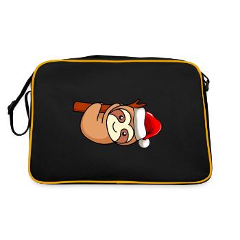 Faultier Comic Weihnachten - Retro Tasche - Schwarz/Gold - Hinten