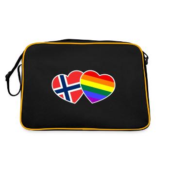 LGBT Gay Lesbisch Norwegen Norge Flagge Geschenk - Retro Tasche - Schwarz/Gold - Hinten