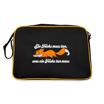 Ein Fuchs muss tun was ein Fuchs tun muss - Retro Tasche - Schwarz/Gold - Hinten