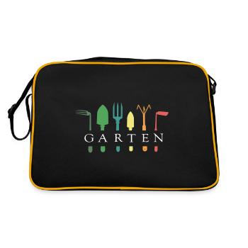 gartenfreund bunter schrebergarten gartenarbeit - Retro Tasche - Schwarz/Gold - Hinten