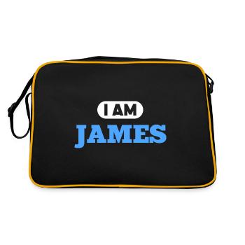 James Name Spruch für stolzen James - Retro Tasche - Schwarz/Gold - Hinten