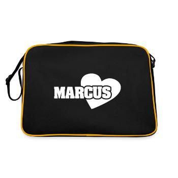 Geschenk für Marcus - Retro Tasche - Schwarz/Gold - Hinten