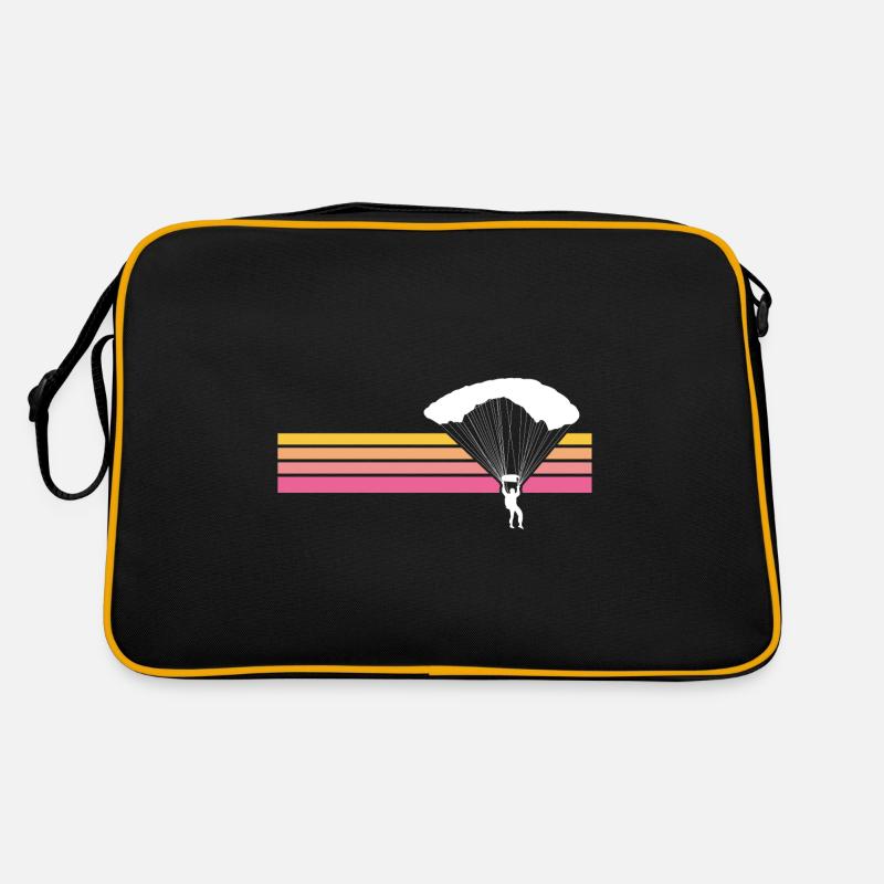 Fallschirm Skydiving Striche - Retro Tasche - Schwarz/Gold