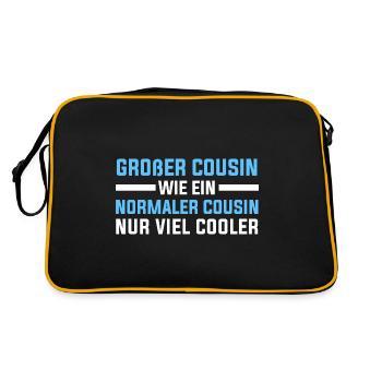 Großer Cousin Geschenkidee - Retro Tasche - Schwarz/Gold - Hinten