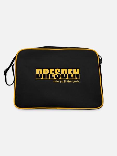 Dresden - Meine Stadt - Mein Verein - Fußball - Retro Tasche - Schwarz/Gold - Hinten