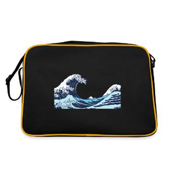 Kanagawa Waves Aesthetic Japanese Art Great Wave - Retro Bag - black/gold - Back