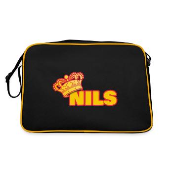 Krone für Nils - Retro Tasche - Schwarz/Gold - Hinten