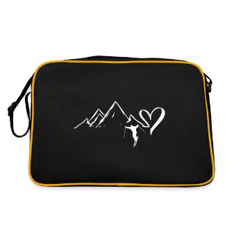 Herz - Berg - Skifahren - (10) Herz - Berg - Skifa - Retro Tasche - Schwarz/Gold - Hinten