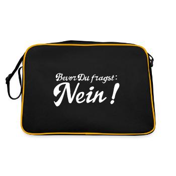 Bevor Du fragst: NEIN! - Retro Tasche - Schwarz/Gold - Hinten