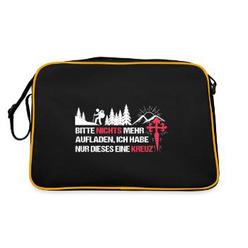 Pilgern Jakobsweg Pilger Jakobskreuz Wanderer - Retro Tasche - Schwarz/Gold - Hinten