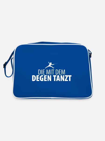 Fechten Fechter Fechterin Degen Fechtkampf Damen - Retro Tasche - Blau/Weiß - Hinten