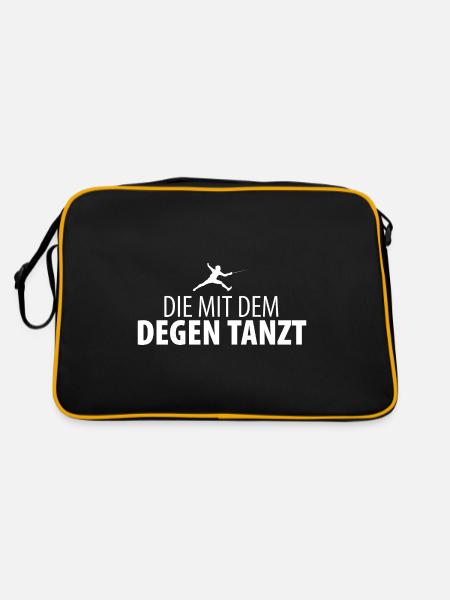 Fechten Fechter Fechterin Degen Fechtkampf Damen - Retro Tasche - Schwarz/Gold - Hinten