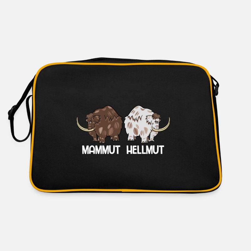 Mammut Hellmut Steinzeit Dino Spruch Eiszeit - Retro Tasche - Schwarz/Gold