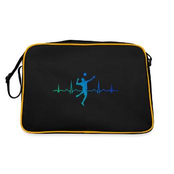 Damen Herren Faustballspieler Fistball Volleyball - Retro Tasche - Schwarz/Gold - Hinten