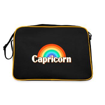 Sternzeichen Steinbock - Retro Tasche - Schwarz/Gold - Hinten