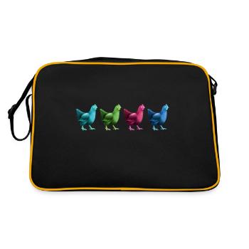 hühner hühnerleben auf dem dorf retrohuhn - Retro Tasche - Schwarz/Gold - Hinten