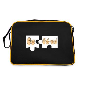 ASL Alphabet American Sing Langue ASL Professeur - Sac Retro - noir/or - Dos
