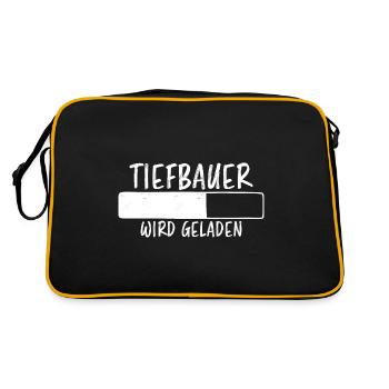 Tiefbauer Spruch Beruf Lustiges Tiefbauer Geschenk - Retro Tasche - Schwarz/Gold - Hinten