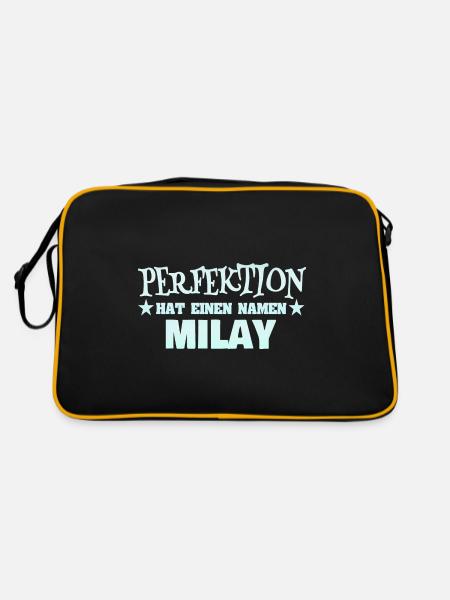 Milay als Frauenname - Retro Tasche - Schwarz/Gold - Hinten