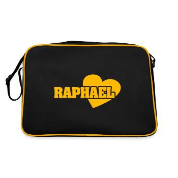 Geschenk für Raphael - Retro Tasche - Schwarz/Gold - Hinten