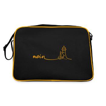 MOIN Segelboot Leuchtturm - Retro Tasche - Schwarz/Gold - Hinten