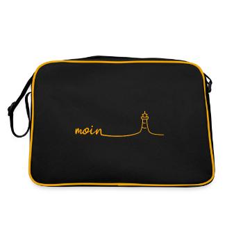 Moin Leuchtturm - Retro Tasche - Schwarz/Gold - Hinten