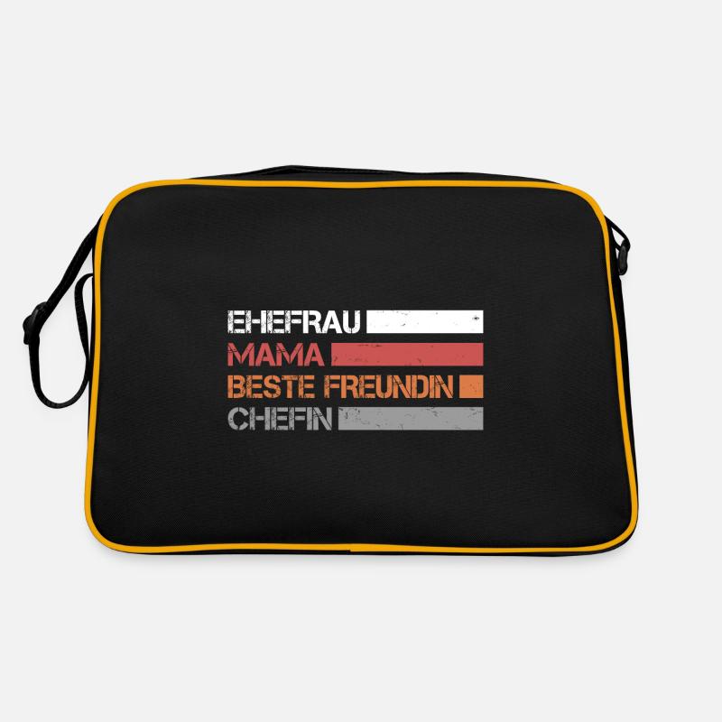 Ehefrau - Mama - Beste Freundin - Chefin - Retro Tasche - Schwarz/Gold