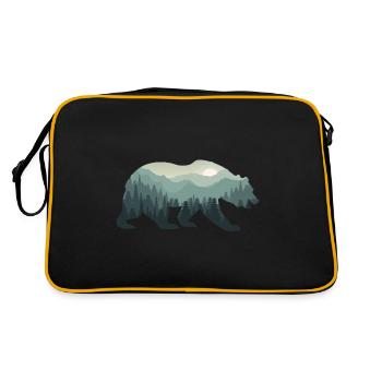 Bear Brown Bear Nature Wilderness Forest Double Exposure - Retro Bag - black/gold - Back