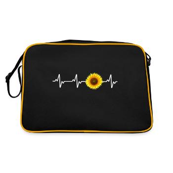 blumenkind gärtner sonnenblume kleingarten flower - Retro Tasche - Schwarz/Gold - Hinten